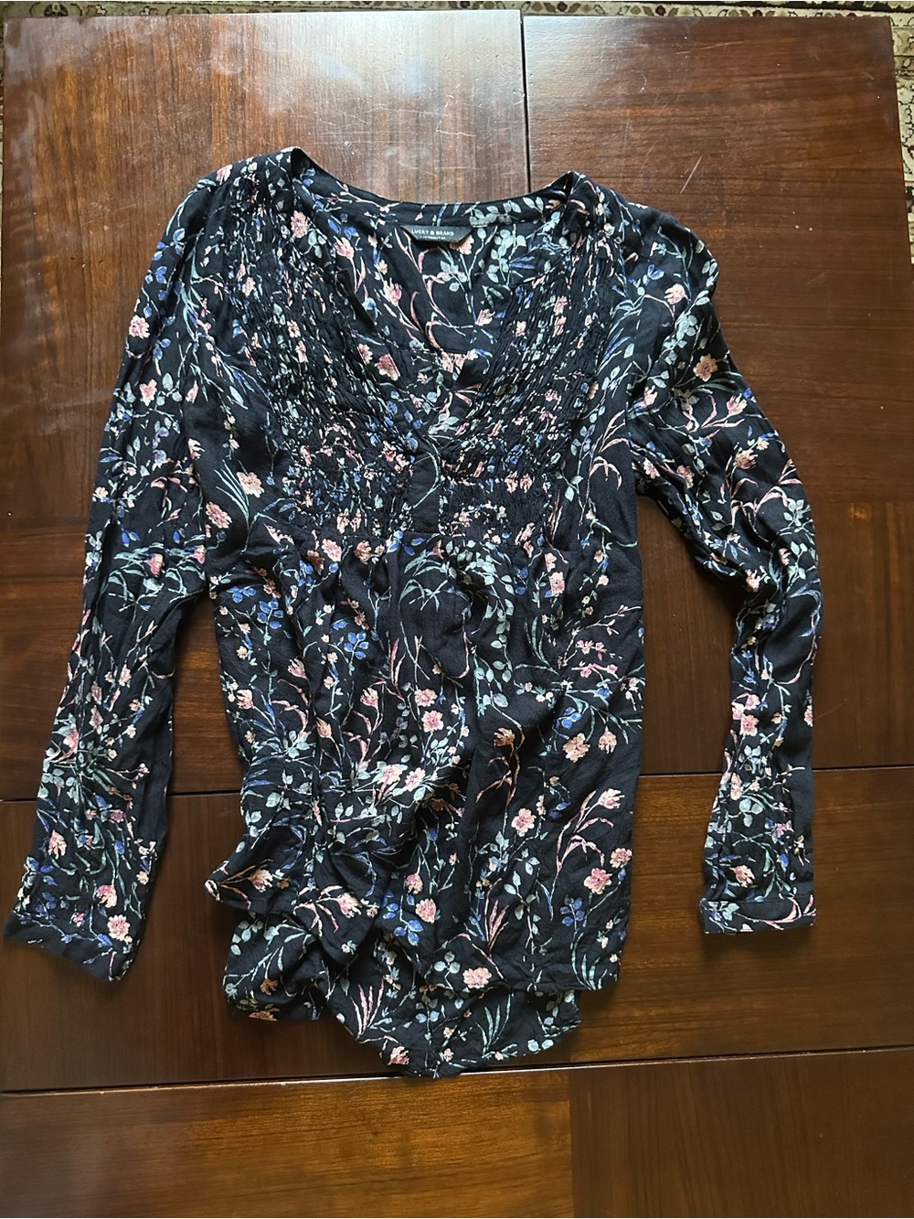 Lucky Brand Long Sleeve Floral Top